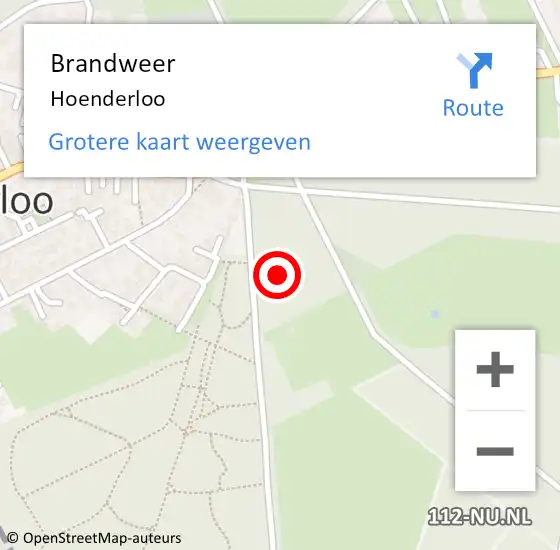 Locatie op kaart van de 112 melding: Brandweer Hoenderloo op 19 september 2023 20:52