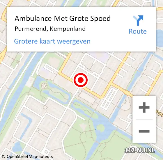 Locatie op kaart van de 112 melding: Ambulance Met Grote Spoed Naar Purmerend, Kempenland op 20 september 2023 00:58