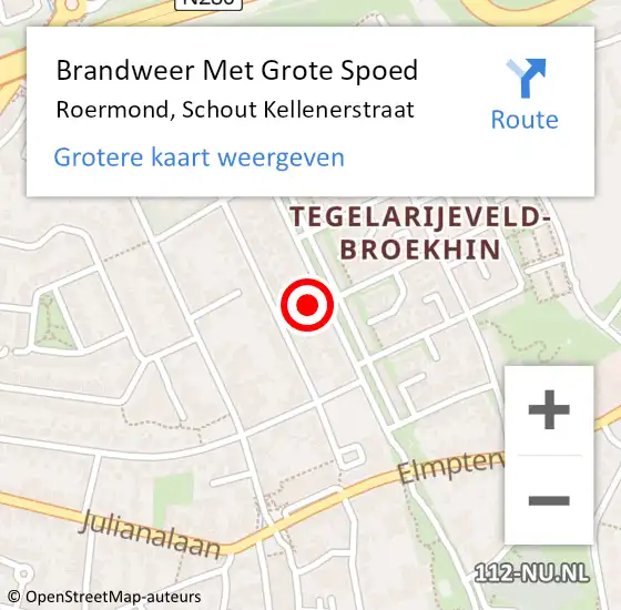 Locatie op kaart van de 112 melding: Brandweer Met Grote Spoed Naar Roermond, Schout Kellenerstraat op 20 september 2023 05:09