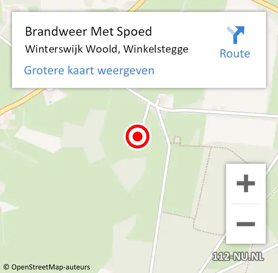 Locatie op kaart van de 112 melding: Brandweer Met Spoed Naar Winterswijk Woold, Winkelstegge op 20 september 2023 07:54