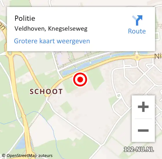 Locatie op kaart van de 112 melding: Politie Veldhoven, Knegselseweg op 20 september 2023 08:32