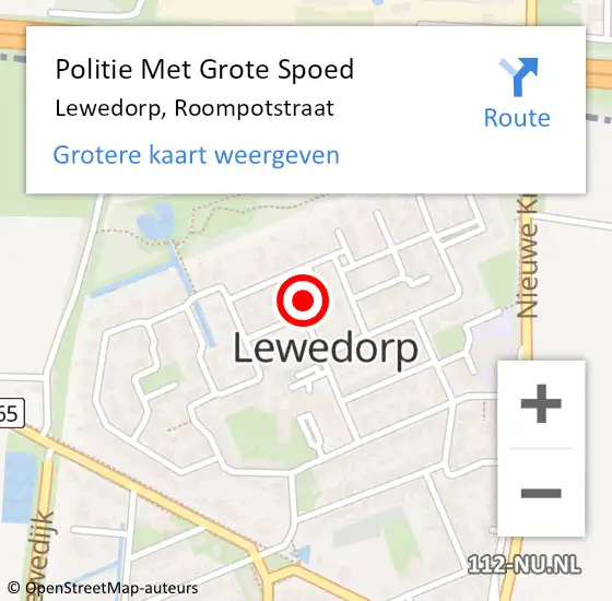 Locatie op kaart van de 112 melding: Politie Met Grote Spoed Naar Lewedorp, Roompotstraat op 20 september 2023 10:43