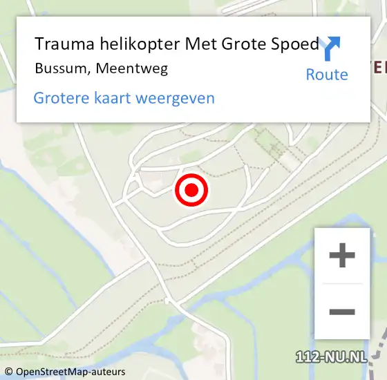 Locatie op kaart van de 112 melding: Trauma helikopter Met Grote Spoed Naar Bussum, Meentweg op 20 september 2023 11:13