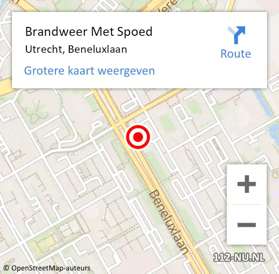 Locatie op kaart van de 112 melding: Brandweer Met Spoed Naar Utrecht, Beneluxlaan op 20 september 2023 11:40
