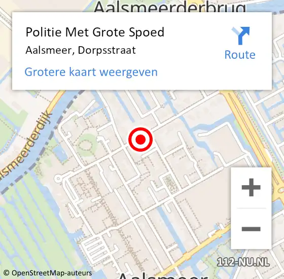 Locatie op kaart van de 112 melding: Politie Met Grote Spoed Naar Aalsmeer, Dorpsstraat op 20 september 2023 11:47