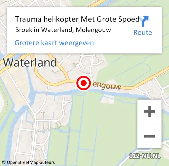 Locatie op kaart van de 112 melding: Trauma helikopter Met Grote Spoed Naar Broek in Waterland, Molengouw op 20 september 2023 12:27