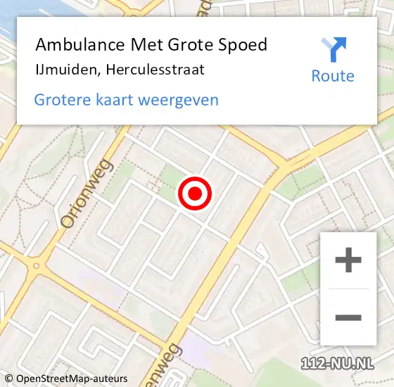 Locatie op kaart van de 112 melding: Ambulance Met Grote Spoed Naar IJmuiden, Herculesstraat op 20 september 2023 12:52