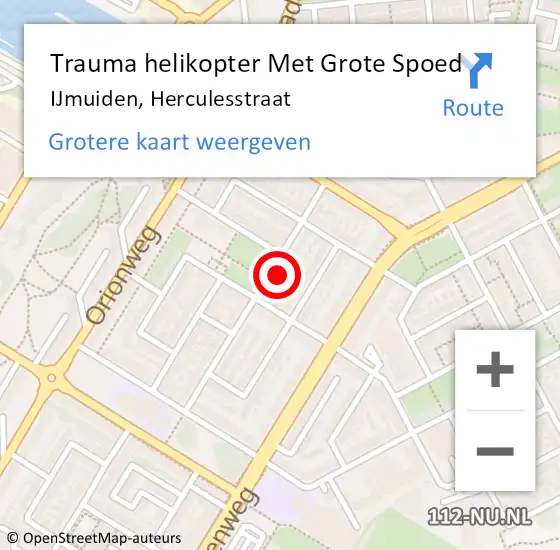 Locatie op kaart van de 112 melding: Trauma helikopter Met Grote Spoed Naar IJmuiden, Herculesstraat op 20 september 2023 12:54