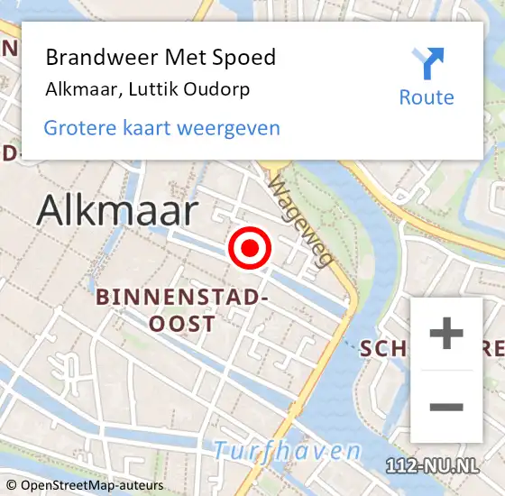 Locatie op kaart van de 112 melding: Brandweer Met Spoed Naar Alkmaar, Luttik Oudorp op 20 september 2023 14:24