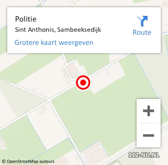 Locatie op kaart van de 112 melding: Politie Sint Anthonis, Sambeeksedijk op 20 september 2023 14:28