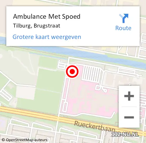 Locatie op kaart van de 112 melding: Ambulance Met Spoed Naar Tilburg, Brugstraat op 20 september 2023 14:39