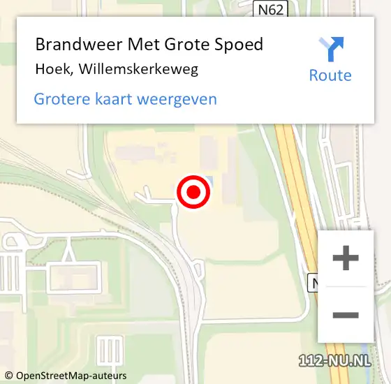 Locatie op kaart van de 112 melding: Brandweer Met Grote Spoed Naar Hoek, Willemskerkeweg op 20 september 2023 15:07