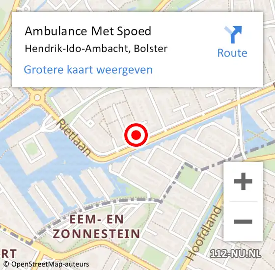 Locatie op kaart van de 112 melding: Ambulance Met Spoed Naar Hendrik-Ido-Ambacht, Bolster op 20 september 2023 15:42