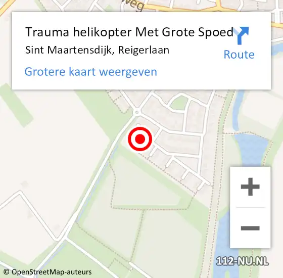 Locatie op kaart van de 112 melding: Trauma helikopter Met Grote Spoed Naar Sint Maartensdijk, Reigerlaan op 20 september 2023 15:48