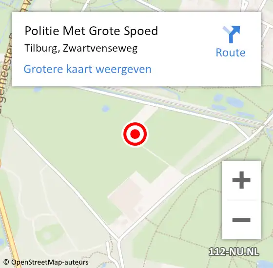 Locatie op kaart van de 112 melding: Politie Met Grote Spoed Naar Tilburg, Zwartvenseweg op 20 september 2023 15:49