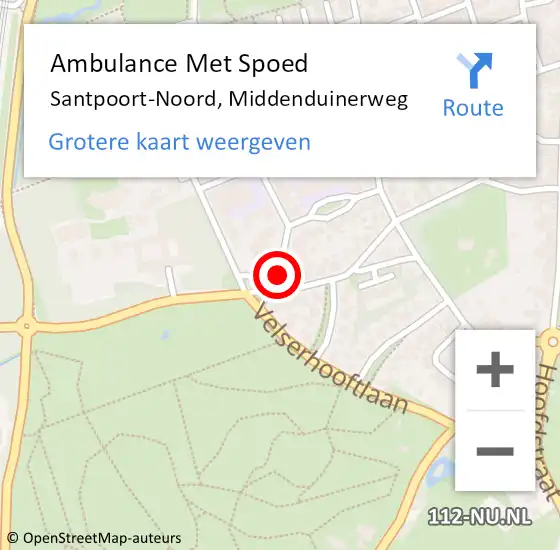 Locatie op kaart van de 112 melding: Ambulance Met Spoed Naar Santpoort-Noord, Middenduinerweg op 20 september 2023 17:52