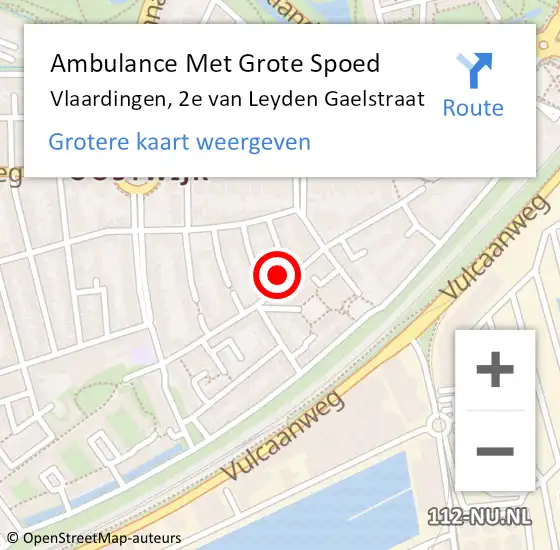 Locatie op kaart van de 112 melding: Ambulance Met Grote Spoed Naar Vlaardingen, 2e van Leyden Gaelstraat op 20 september 2023 18:10