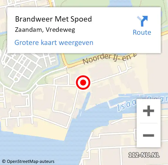Locatie op kaart van de 112 melding: Brandweer Met Spoed Naar Zaandam, Vredeweg op 20 september 2023 19:33