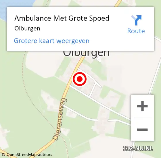 Locatie op kaart van de 112 melding: Ambulance Met Grote Spoed Naar Olburgen op 20 september 2023 19:34
