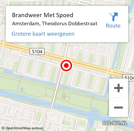 Locatie op kaart van de 112 melding: Brandweer Met Spoed Naar Amsterdam, Theodorus Dobbestraat op 20 september 2023 22:18
