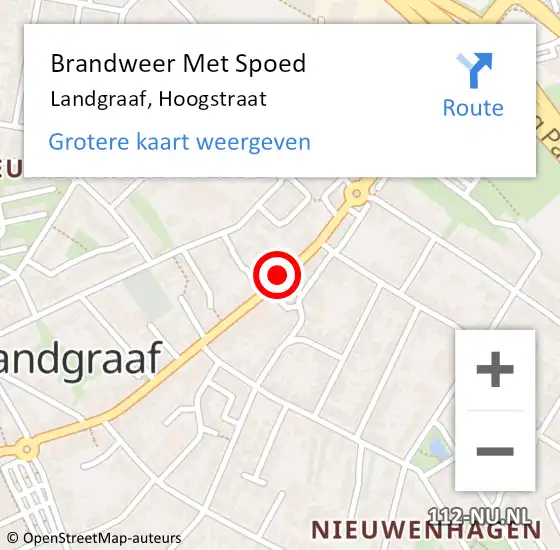 Locatie op kaart van de 112 melding: Brandweer Met Spoed Naar Landgraaf, Hoogstraat op 20 september 2023 22:52