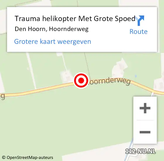 Locatie op kaart van de 112 melding: Trauma helikopter Met Grote Spoed Naar Den Hoorn, Hoornderweg op 20 september 2023 23:11