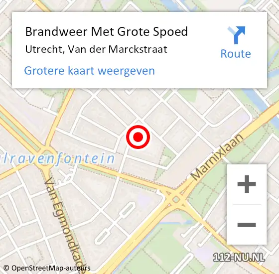 Locatie op kaart van de 112 melding: Brandweer Met Grote Spoed Naar Utrecht, Van der Marckstraat op 20 september 2023 23:20