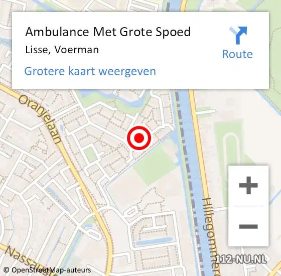 Locatie op kaart van de 112 melding: Ambulance Met Grote Spoed Naar Lisse, Voerman op 21 september 2023 08:35