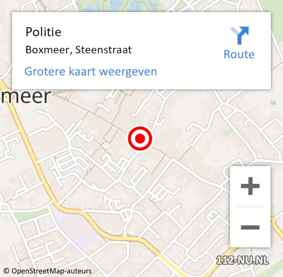 Locatie op kaart van de 112 melding: Politie Boxmeer, Steenstraat op 21 september 2023 09:54