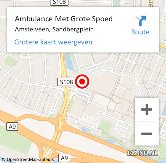 Locatie op kaart van de 112 melding: Ambulance Met Grote Spoed Naar Amstelveen, Sandbergplein op 21 september 2023 10:49
