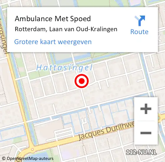 Locatie op kaart van de 112 melding: Ambulance Met Spoed Naar Rotterdam, Laan van Oud-Kralingen op 21 september 2023 10:52