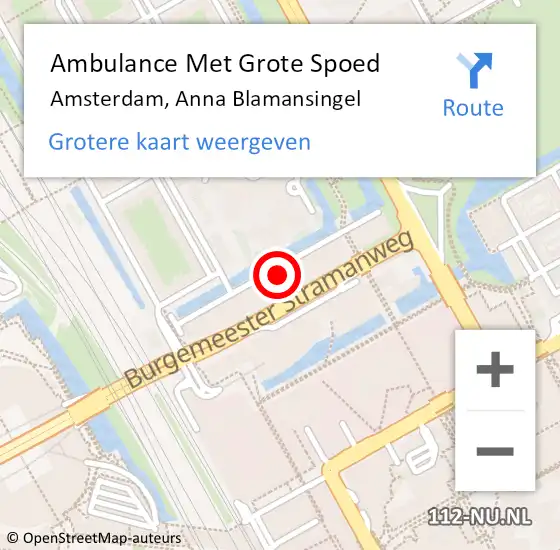 Locatie op kaart van de 112 melding: Ambulance Met Grote Spoed Naar Amsterdam, Anna Blamansingel op 21 september 2023 10:55