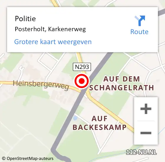Locatie op kaart van de 112 melding: Politie Posterholt, Karkenerweg op 21 september 2023 11:26