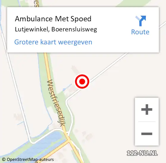 Locatie op kaart van de 112 melding: Ambulance Met Spoed Naar Lutjewinkel, Boerensluisweg op 21 september 2023 11:33