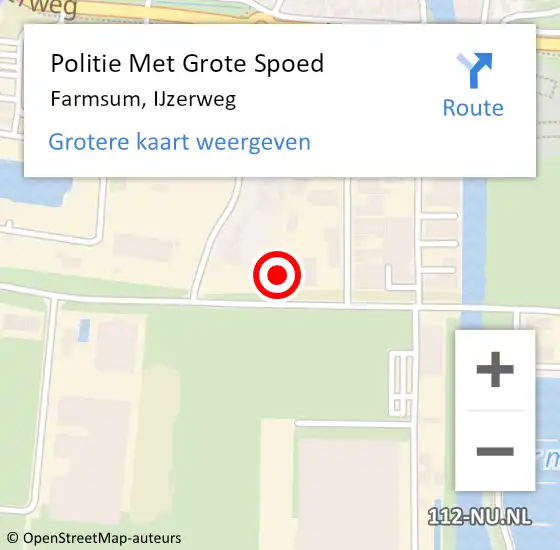 Locatie op kaart van de 112 melding: Politie Met Grote Spoed Naar Farmsum, IJzerweg op 21 september 2023 11:39