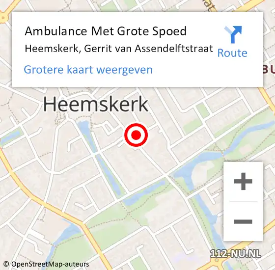 Locatie op kaart van de 112 melding: Ambulance Met Grote Spoed Naar Heemskerk, Gerrit van Assendelftstraat op 21 september 2023 11:40