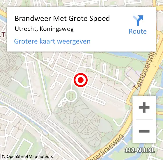 Locatie op kaart van de 112 melding: Brandweer Met Grote Spoed Naar Utrecht, Koningsweg op 21 september 2023 11:54