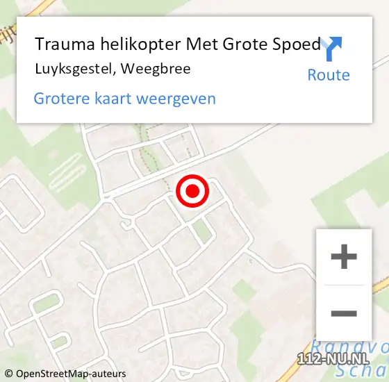 Locatie op kaart van de 112 melding: Trauma helikopter Met Grote Spoed Naar Luyksgestel, Weegbree op 21 september 2023 11:55