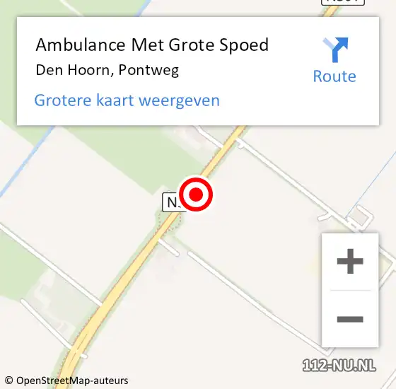 Locatie op kaart van de 112 melding: Ambulance Met Grote Spoed Naar Den Hoorn, Pontweg op 21 september 2023 12:07