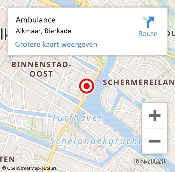 Locatie op kaart van de 112 melding: Ambulance Alkmaar, Bierkade op 21 september 2023 13:21