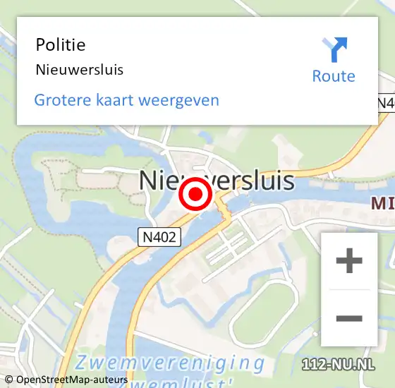Locatie op kaart van de 112 melding: Politie Nieuwersluis op 21 september 2023 13:26
