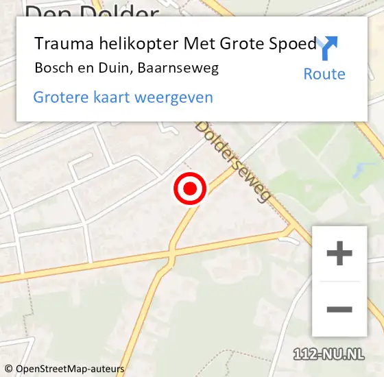 Locatie op kaart van de 112 melding: Trauma helikopter Met Grote Spoed Naar Bosch en Duin, Baarnseweg op 21 september 2023 14:32