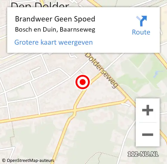 Locatie op kaart van de 112 melding: Brandweer Geen Spoed Naar Bosch en Duin, Baarnseweg op 21 september 2023 14:40