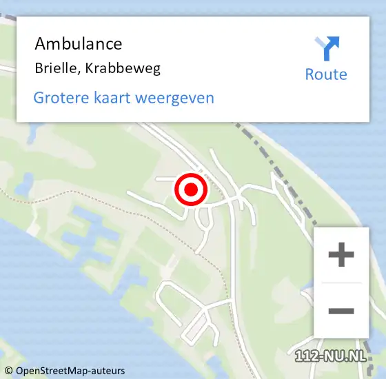 Locatie op kaart van de 112 melding: Ambulance Brielle, Krabbeweg op 21 september 2023 16:55