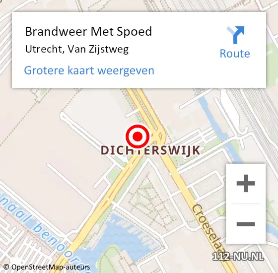 Locatie op kaart van de 112 melding: Brandweer Met Spoed Naar Utrecht, Van Zijstweg op 21 september 2023 18:12