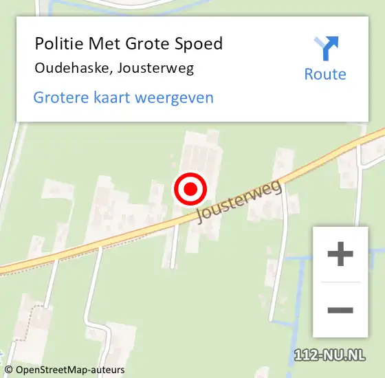 Locatie op kaart van de 112 melding: Politie Met Grote Spoed Naar Oudehaske, Jousterweg op 21 september 2023 20:44