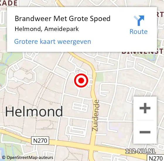 Locatie op kaart van de 112 melding: Brandweer Met Grote Spoed Naar Helmond, Ameidepark op 22 september 2023 01:08