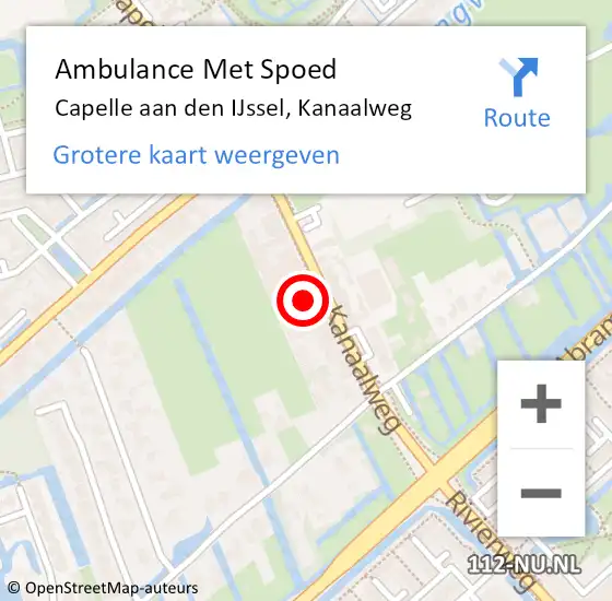 Locatie op kaart van de 112 melding: Ambulance Met Spoed Naar Capelle aan den IJssel, Kanaalweg op 22 september 2023 01:28