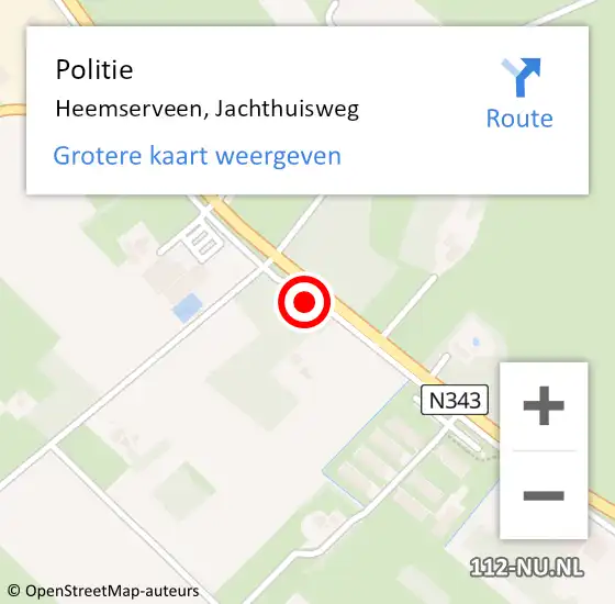 Locatie op kaart van de 112 melding: Politie Heemserveen, Jachthuisweg op 22 september 2023 04:02