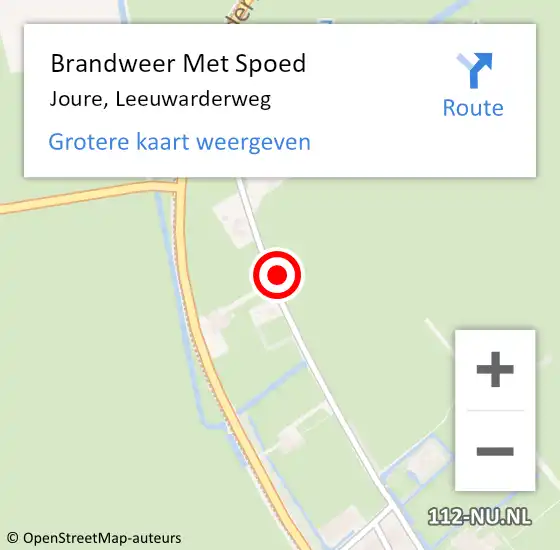 Locatie op kaart van de 112 melding: Brandweer Met Spoed Naar Joure, Leeuwarderweg op 22 september 2023 08:28
